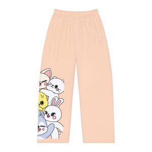 Skzoo Kawaii Stack of Cute Animals Pajama Pants | Peach AOP Lounge Bottoms