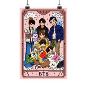 BTS K-Pop Boy Band Cartoon Poster Matte Vertical Poster | Pop Art, Cute Characters