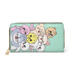 SKZOO Cute Kawaii Animal Faces Zipper Wallet | Mint Cartoon Pets Wallet
