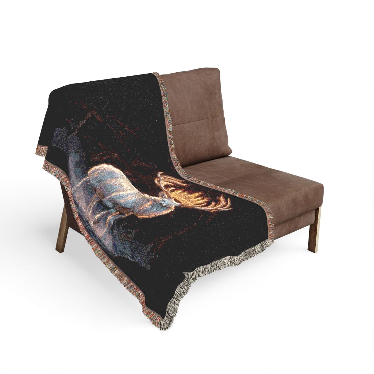 Throne of Glass inspired Woven Blanket | Mystical Deer, Night Forest Throw - Imagen 3