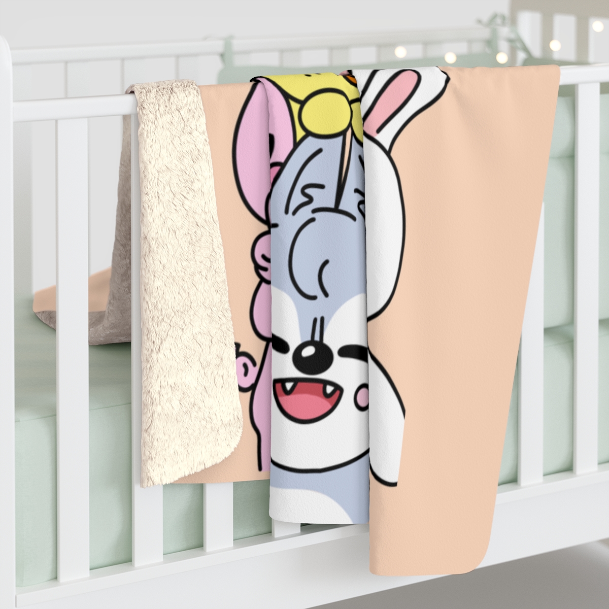 Skzoo Cute Cartoon Animal Stack Sherpa Fleece Blanket | Plush Cozy Throw - Imagen 4