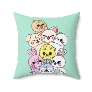 Skzoo Kawaii Stack of Cute Animal Characters Pillow | Mint Square Throw