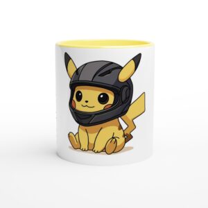 White 11oz Ceramic Mug with Color Inside Ceramic Yellow