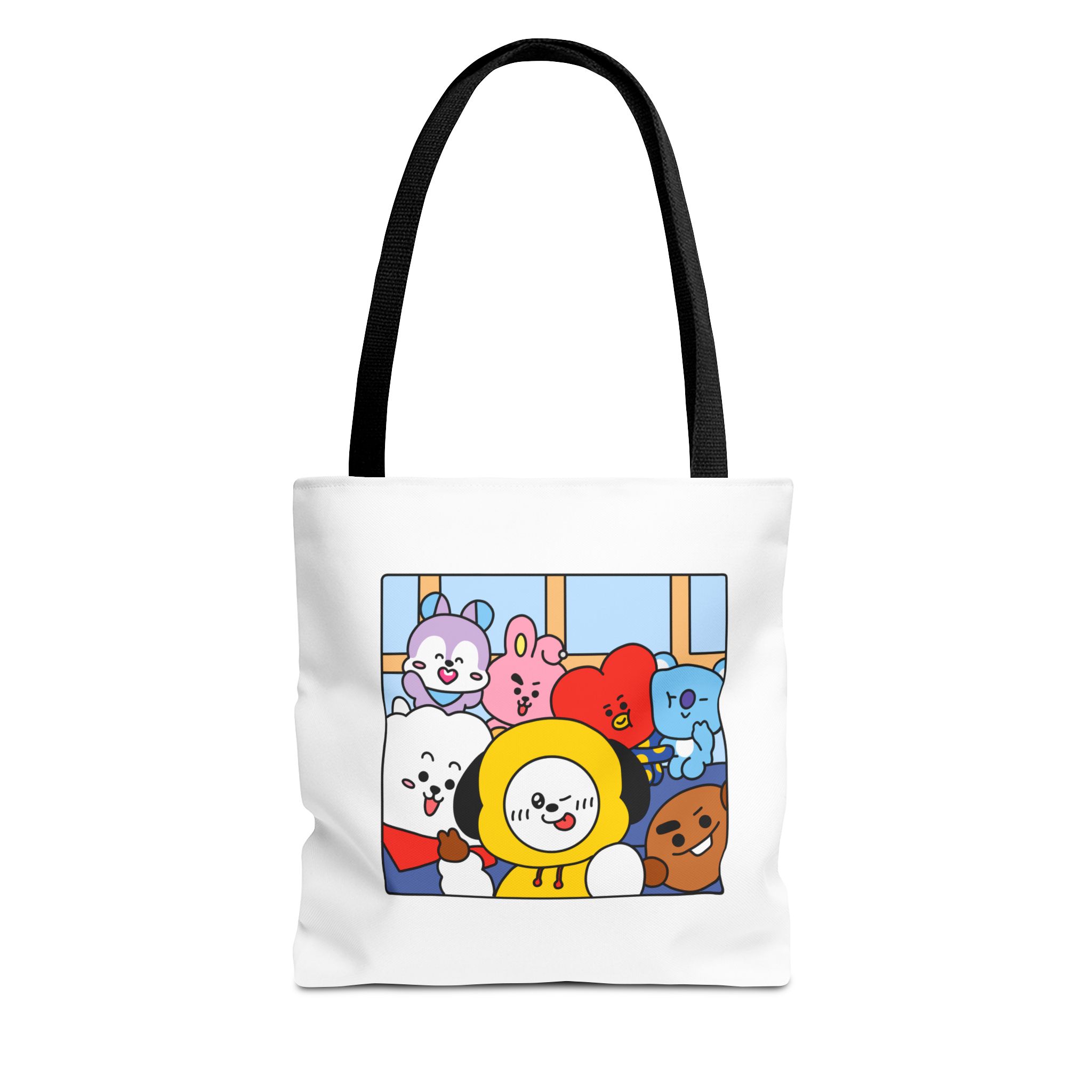 BTS Cute Cartoon Character Squad Tote Bag | Colorful AOP Illustration