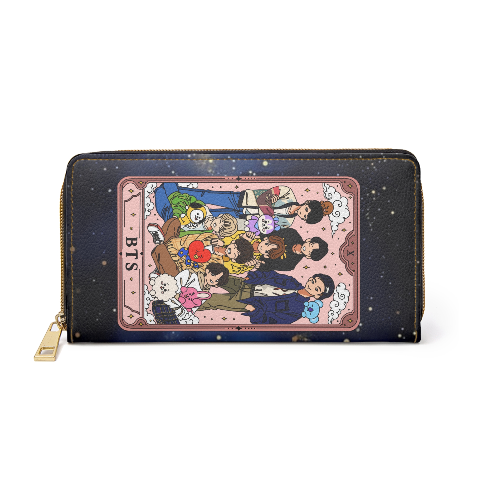 BTS K-Pop Cartoon Group Zipper Wallet | Galaxy Star Print