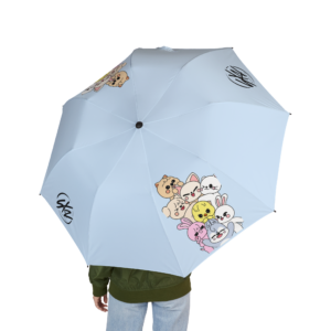 SKZ - Kawaii Smiley Bear Cluster Umbrella | Foldable Light Blue