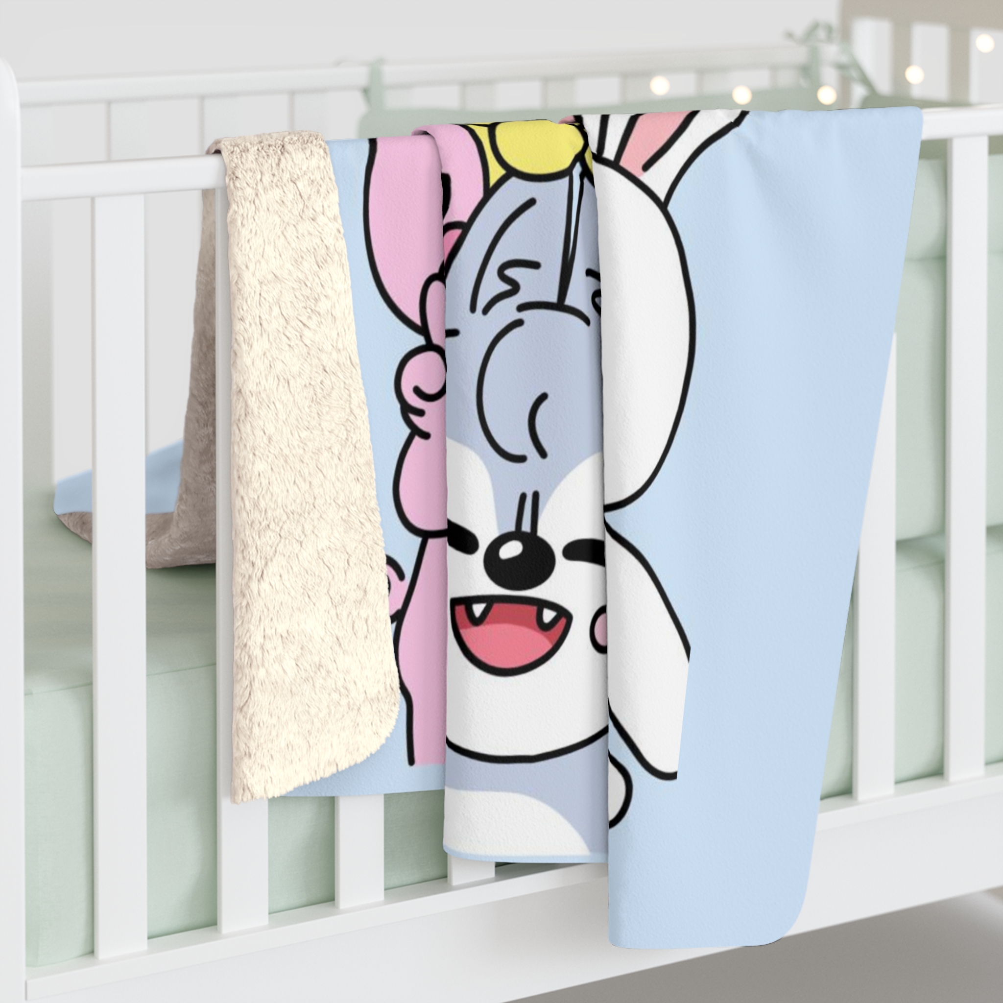 Skzoo Stacked Cute Animal Characters Sherpa Fleece Blanket | Pastel Cartoon Pets - Imagen 4