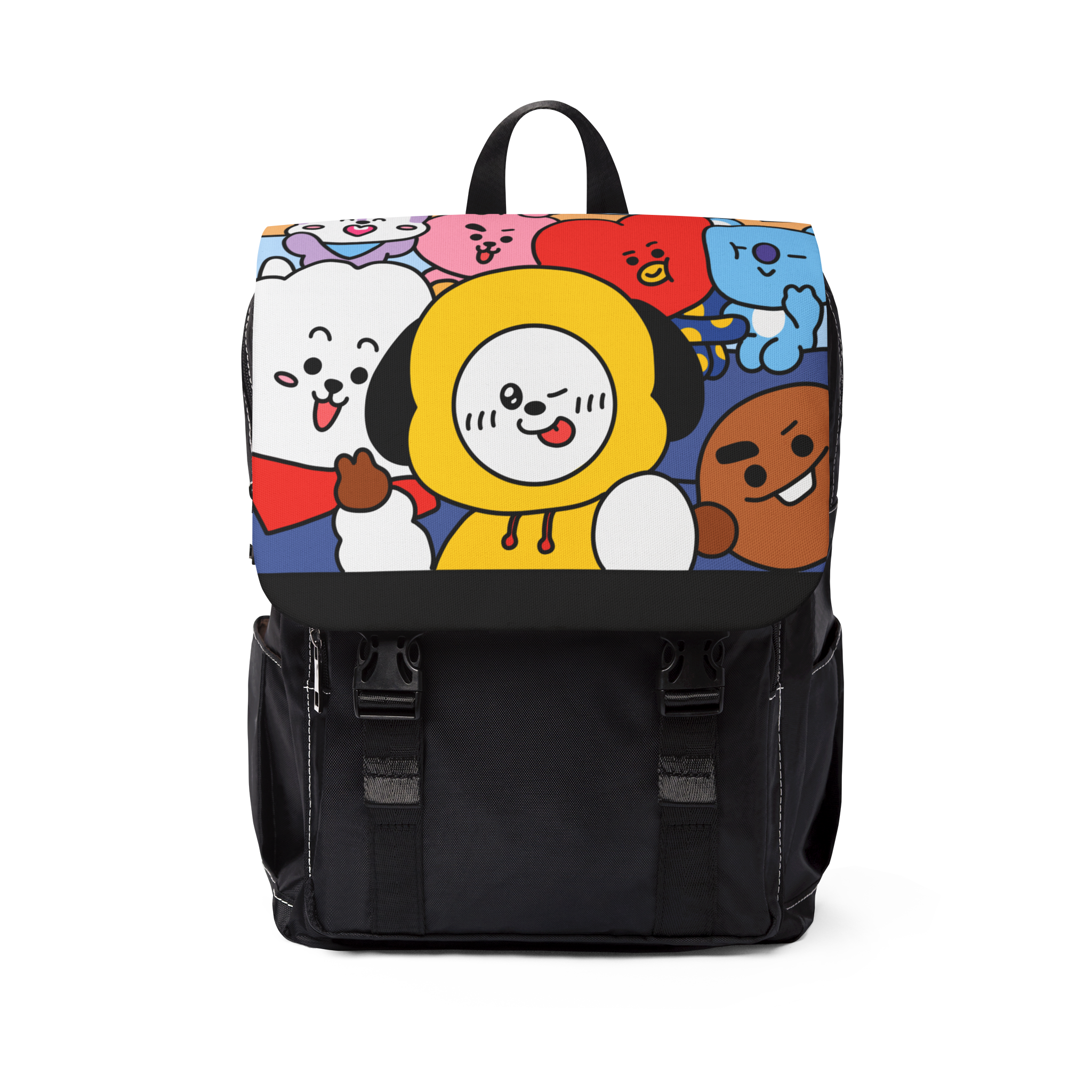 BTS Cartoon Character Collage Backpack | Shoulder Backpack