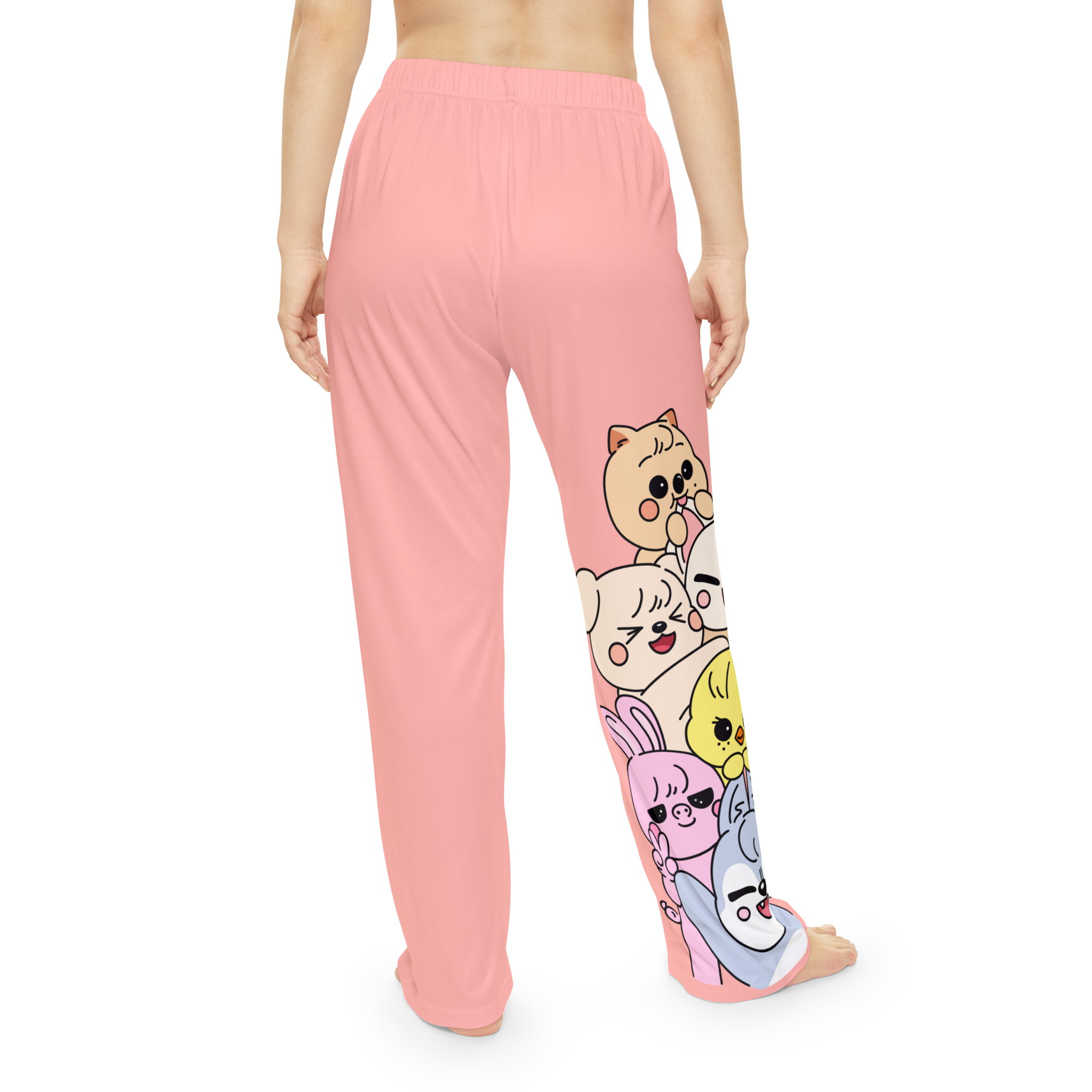Skzoo Kawaii Peeking Animal Pile Pajama Pants | Cute Cartoon Lined Legs - Imagen 3