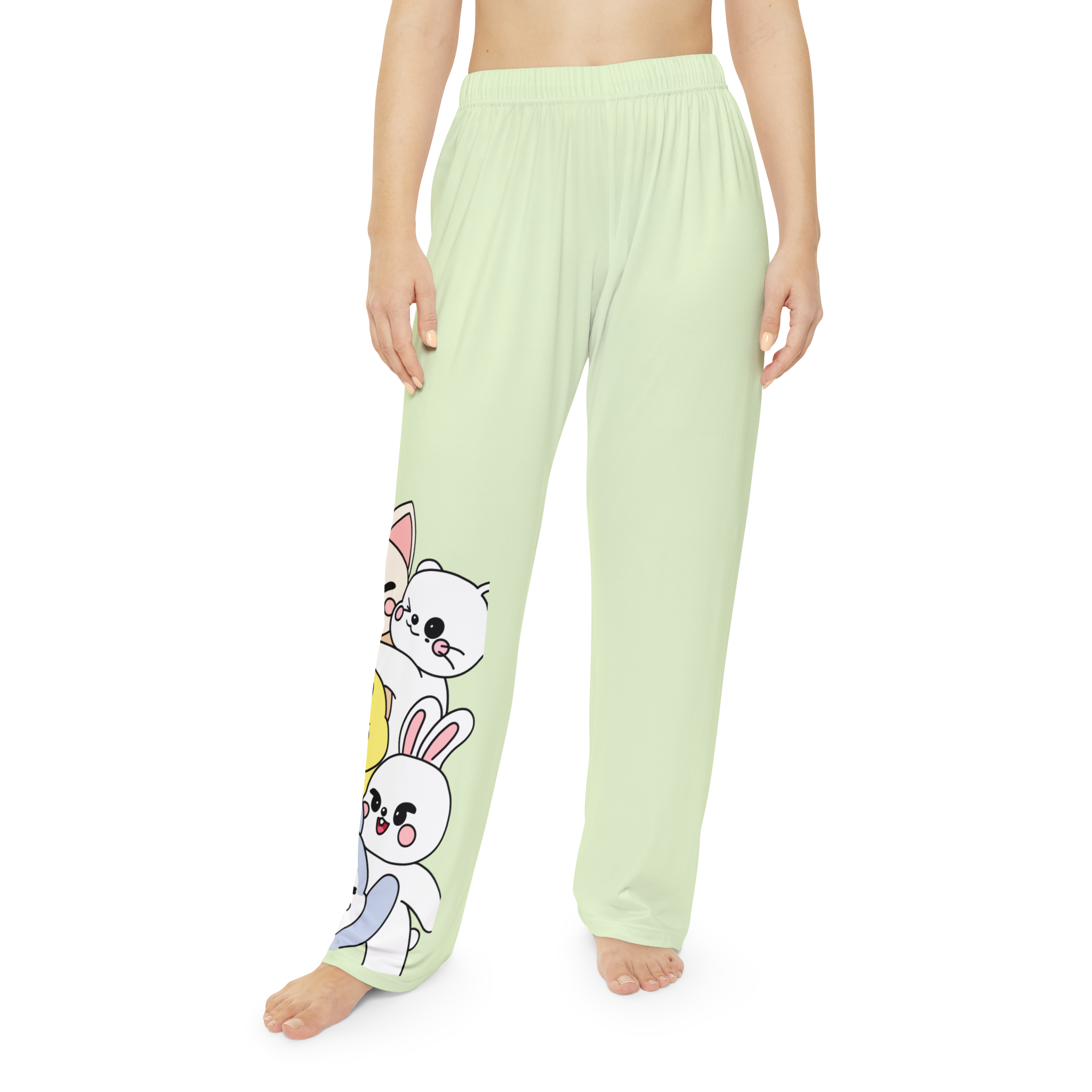 Skzoo Cute Peeking Cartoon Animals Pajama Pants | All-Over Print - Imagen 2