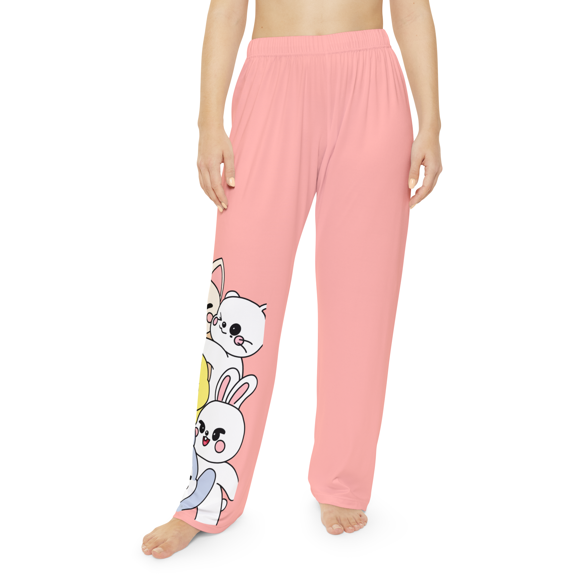 Skzoo Kawaii Peeking Animal Pile Pajama Pants | Cute Cartoon Lined Legs - Imagen 2