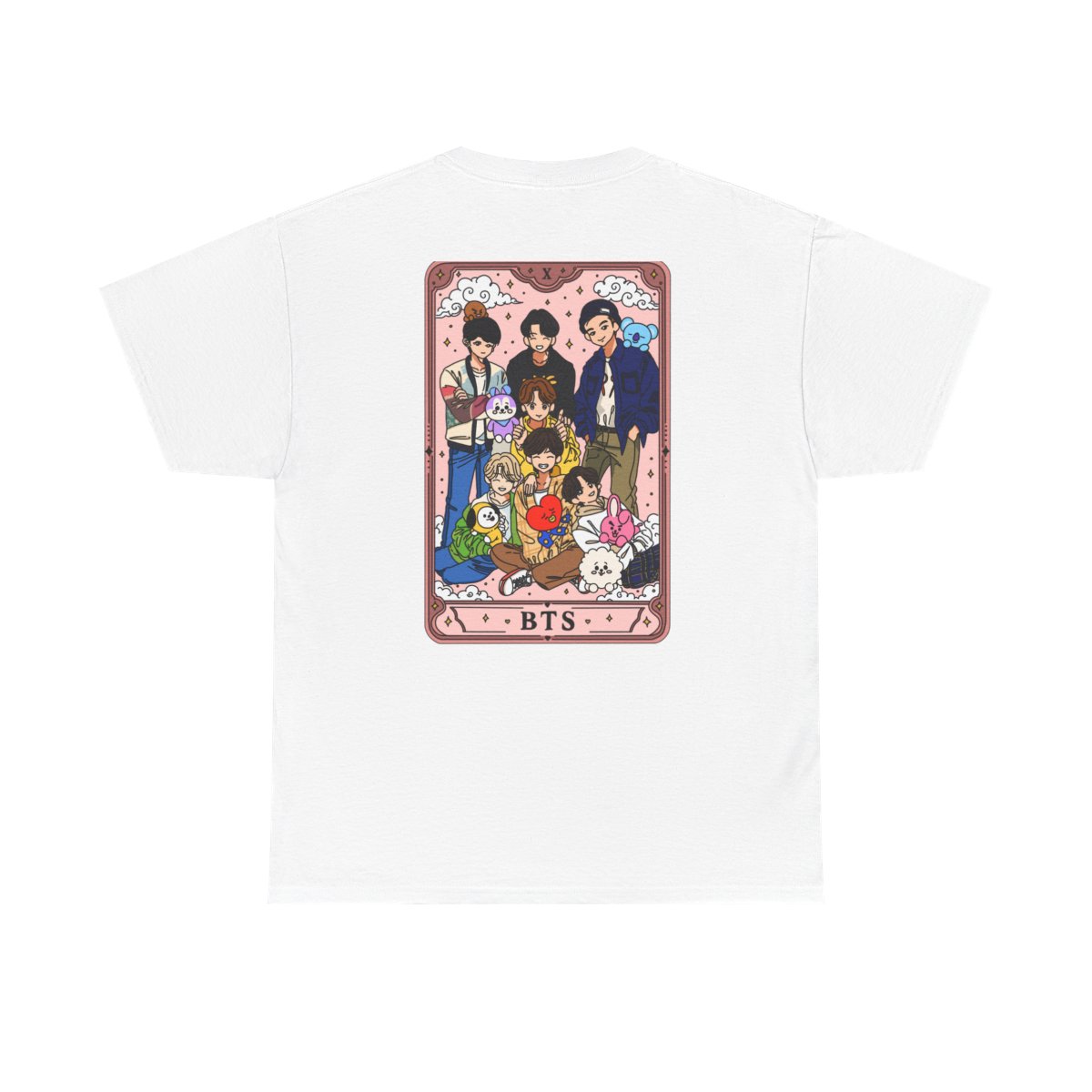 BTS Cartoon Tarot Card T-Shirt | K-Pop Band Illustration Tee - Imagen 2